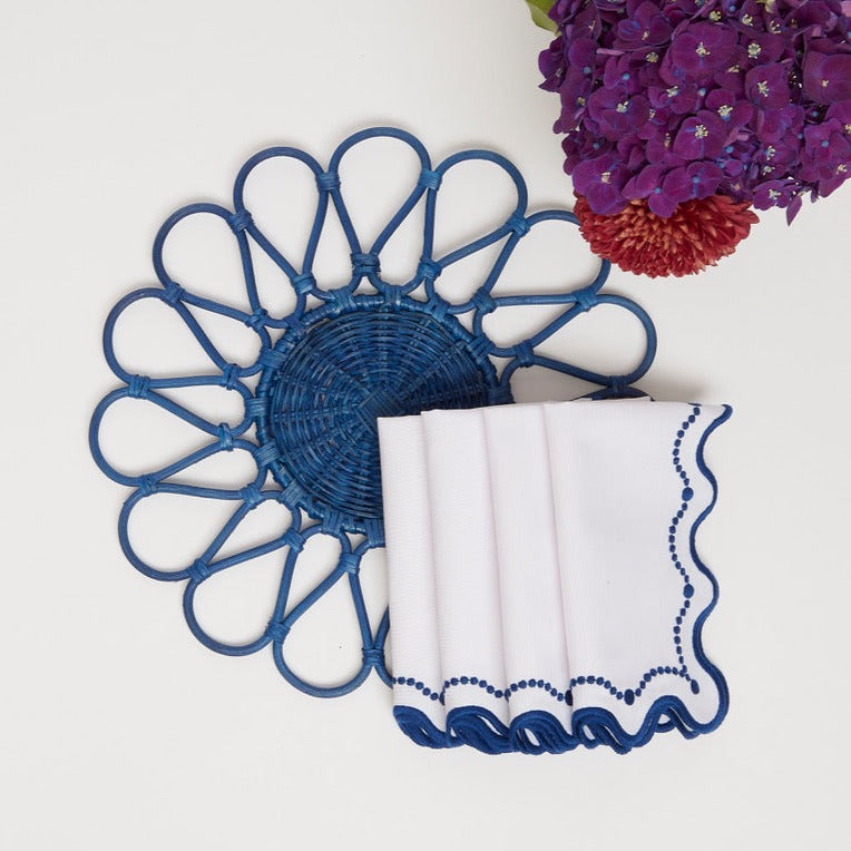 Rent: Marni Scalloped Blue Embroidered Napkin (40x40cm)