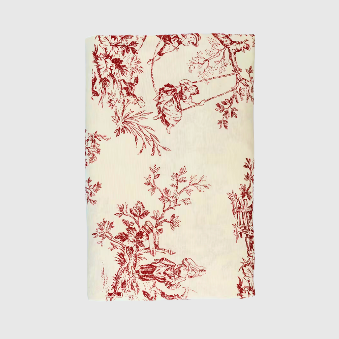 Burgundy Toile Tablecloth - 150x300cm