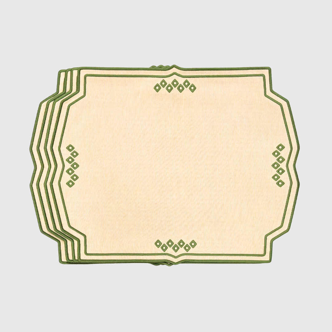 Embroidered Emerald Placemats (Set of 4)