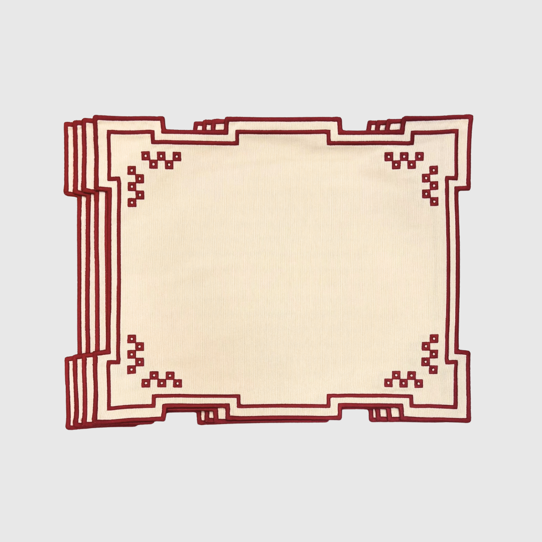 Embroidered Garnet Placemats (Set of 4)