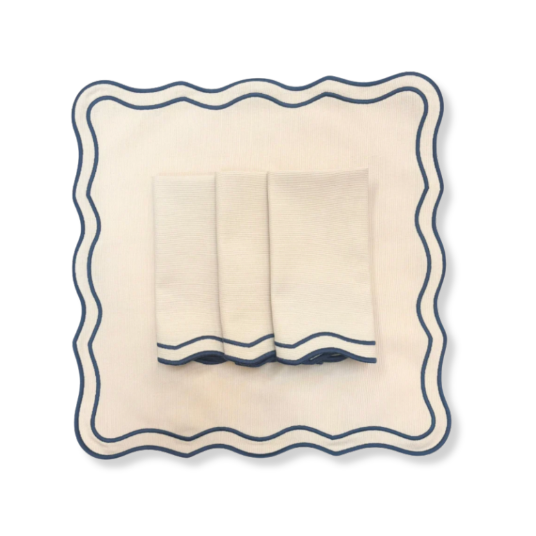Wholesale: Embroidered Sapphire Napkins
