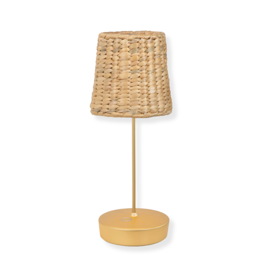 Rent: Gold Table Lamp & Rattan Lampshade