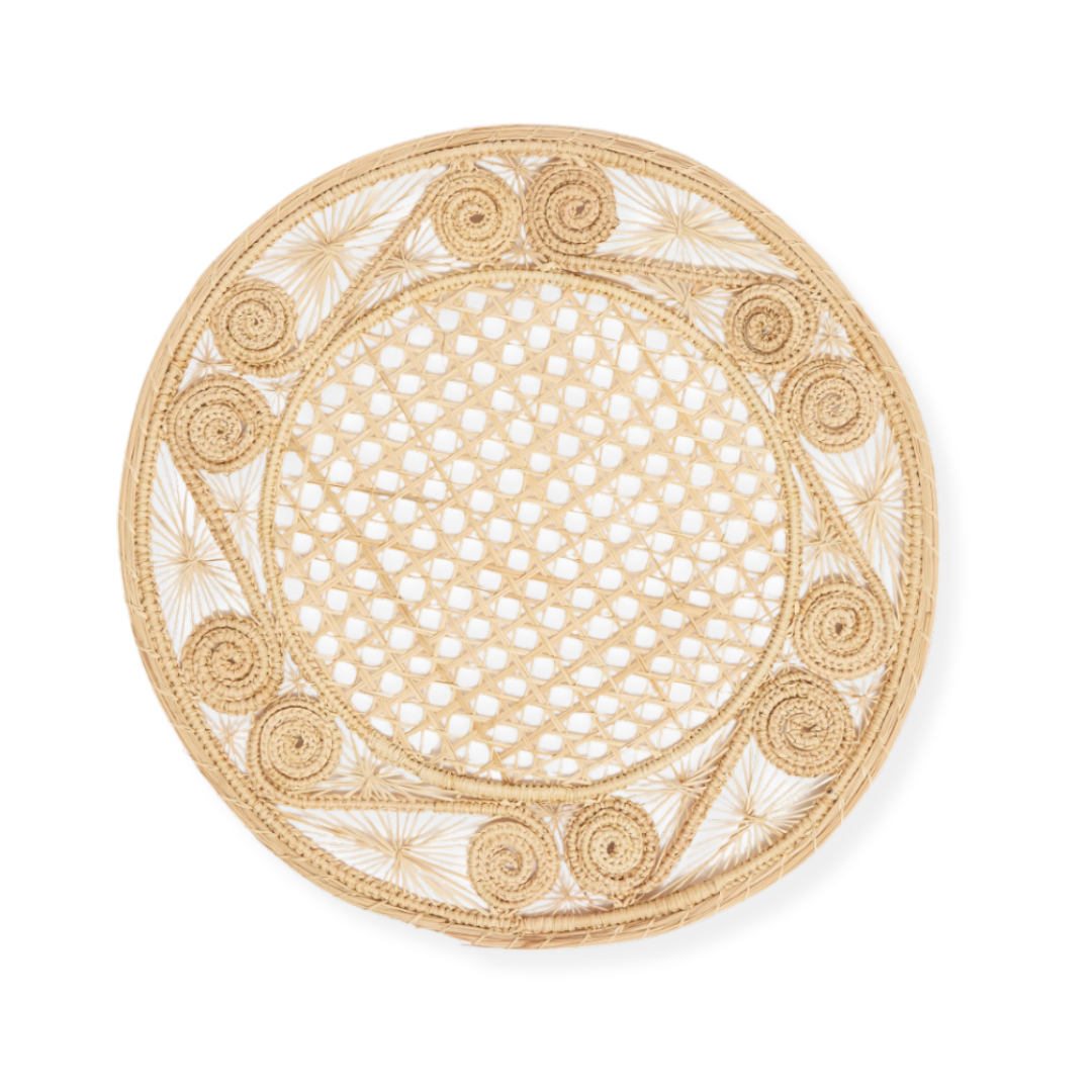 Rent: Swirl Wicker Placemat Natural (35cm)