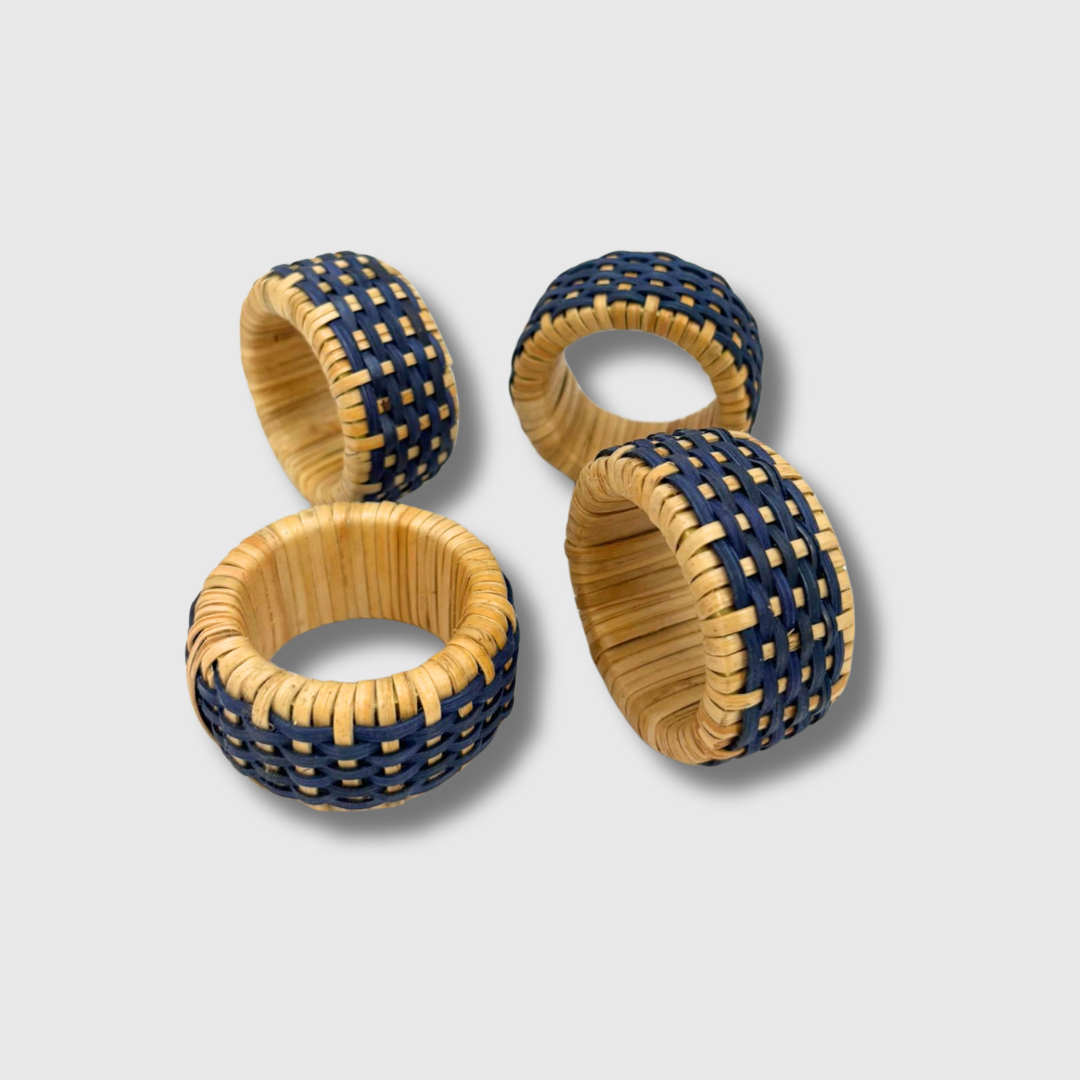 Navy Woven Napkin Ring (set of 4)