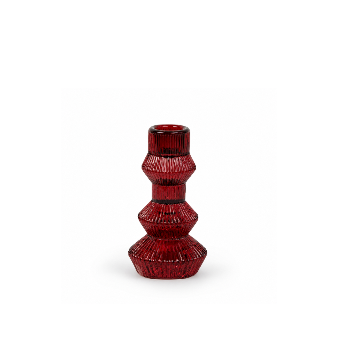 Rent: Burgundy Red Ribbed Candle Holder