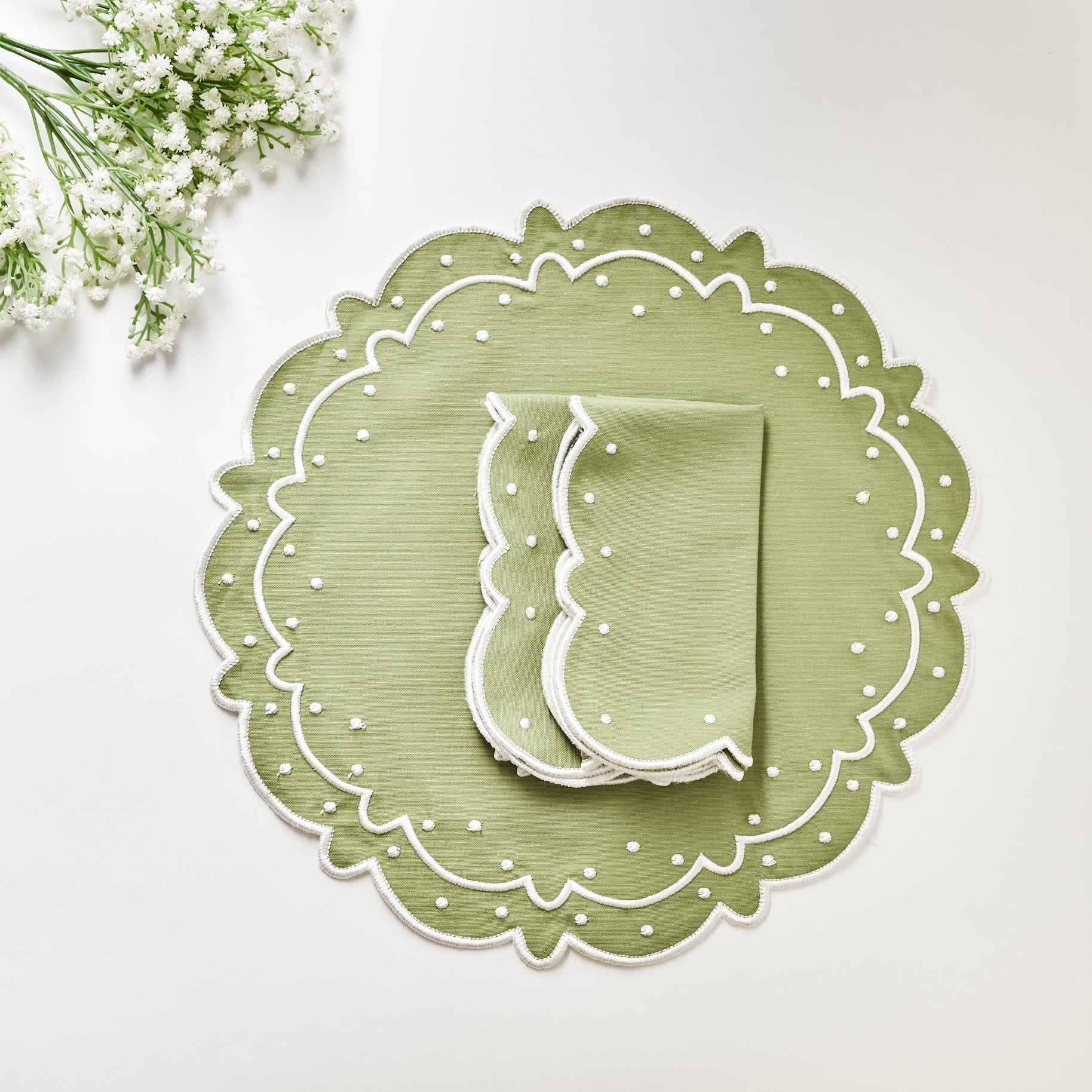 Margaux Sage Placemats (set of 8) - Preloved