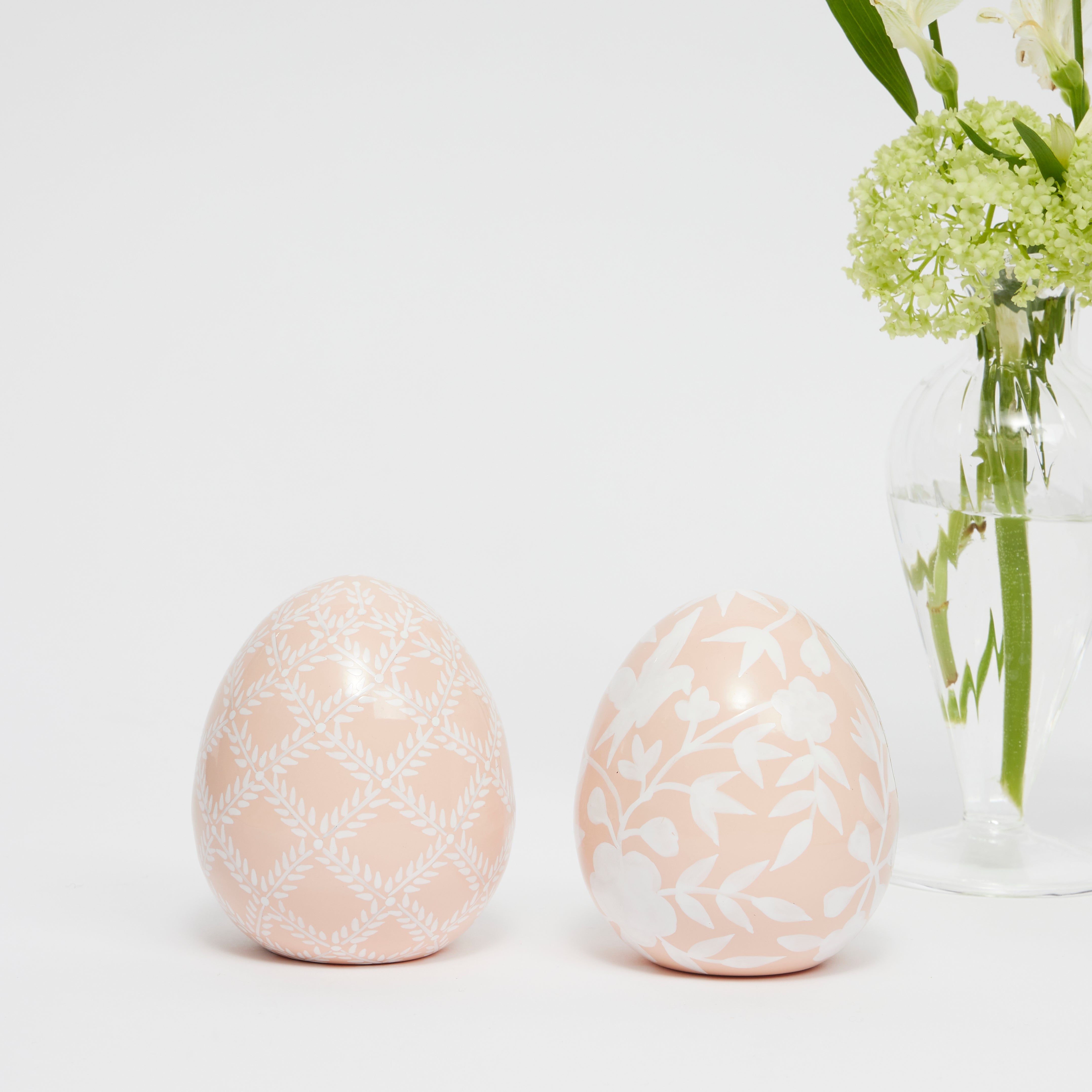 Pink Ceramic Hand Painted Eggs (set of 2)