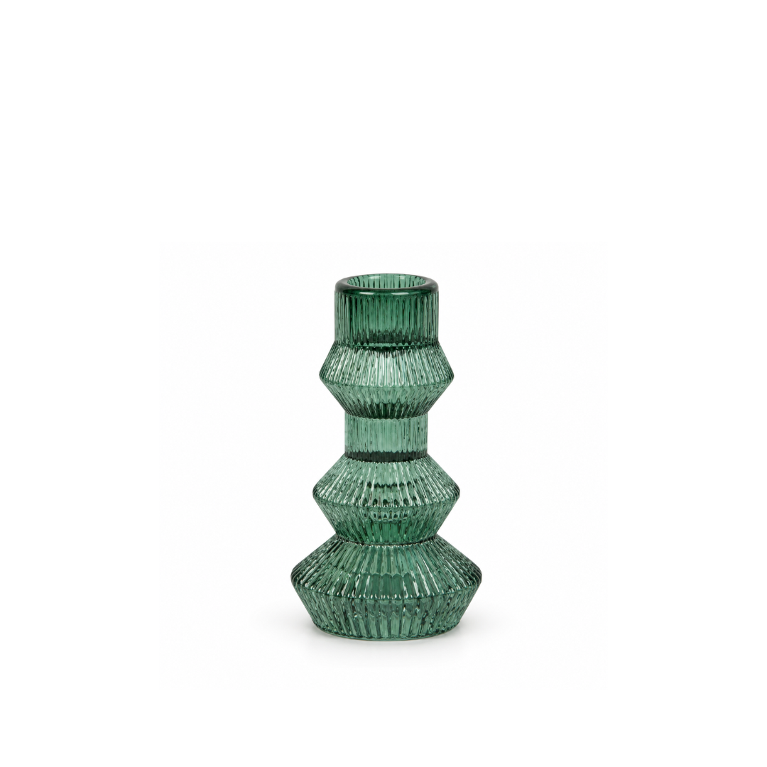 Rent: Forest Green Ribbed Candle Holder