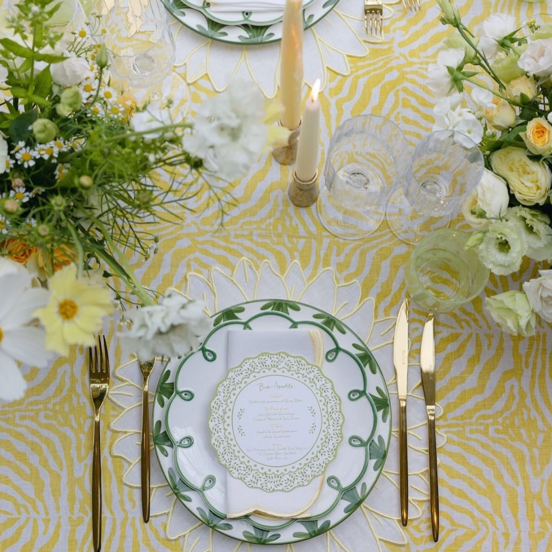 Rent: Yellow Zebra Tablecloth