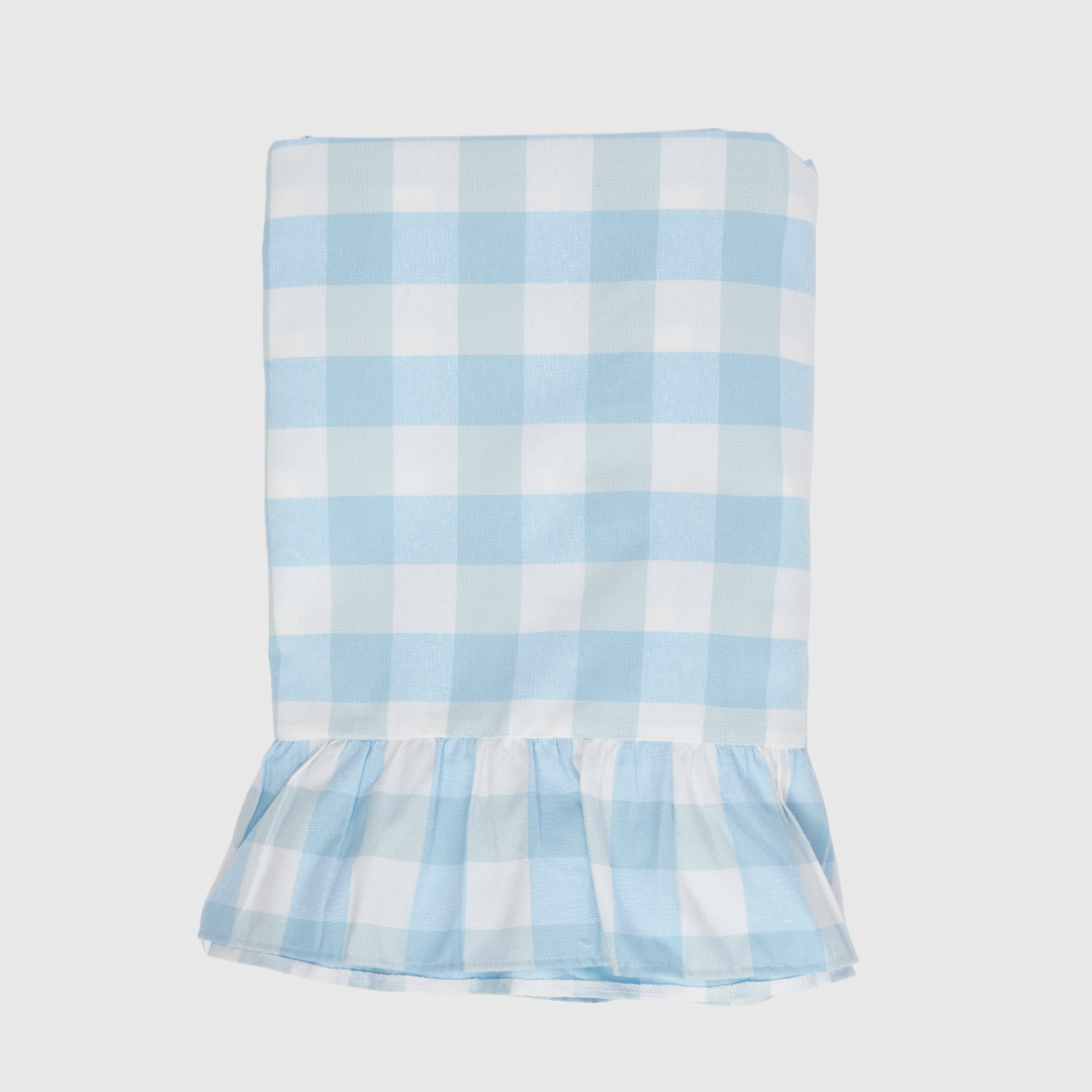 Soft Blue Gingham Tablecloth - 165x295cm
