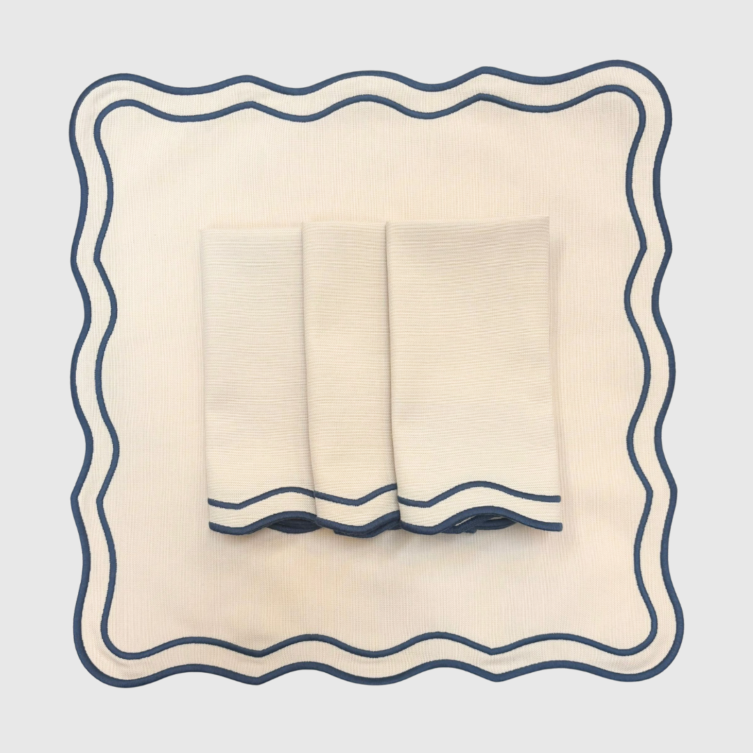 Embroidered Sapphire Napkins (Set of 4)