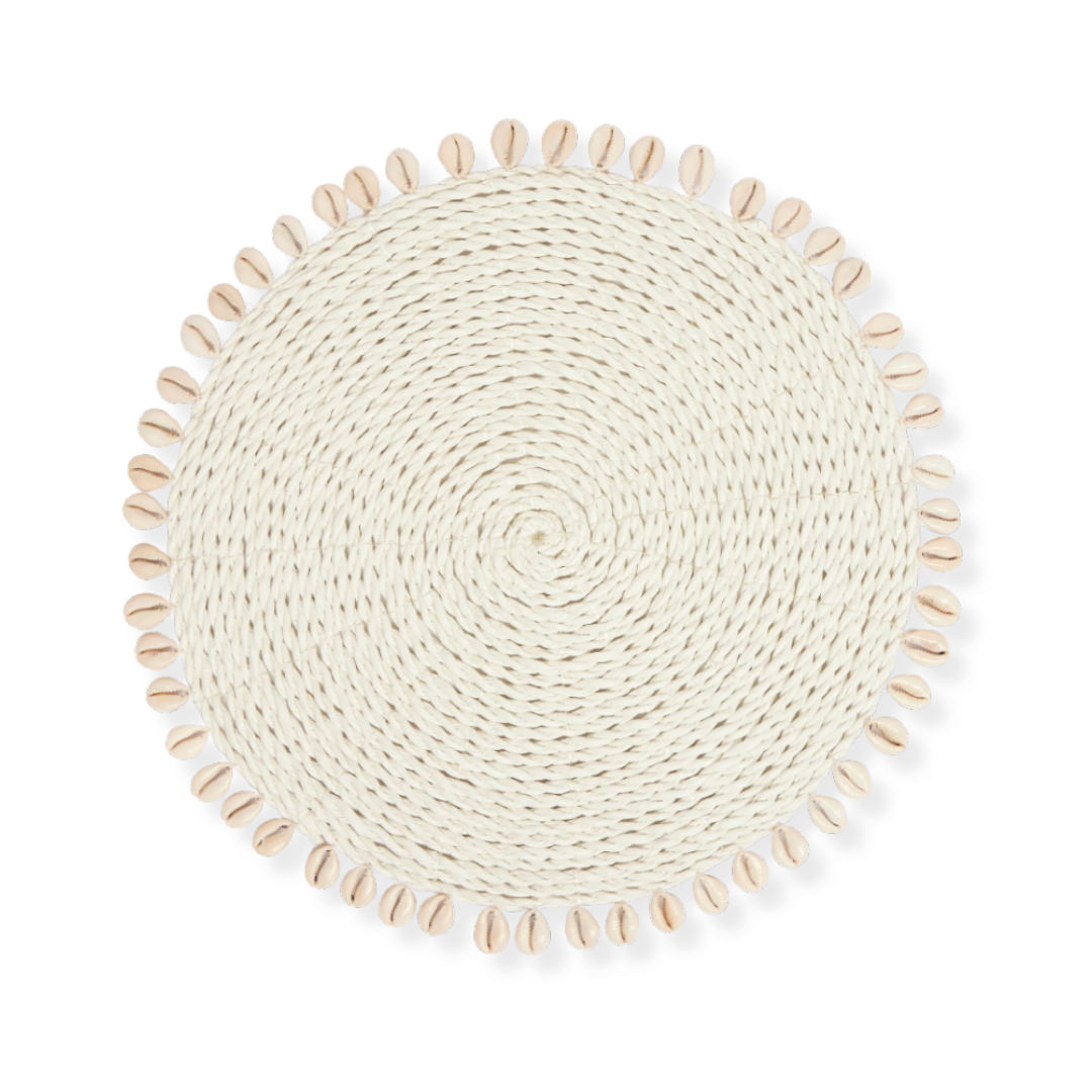 Rent: Rattan Shell White Placemat (34cm)