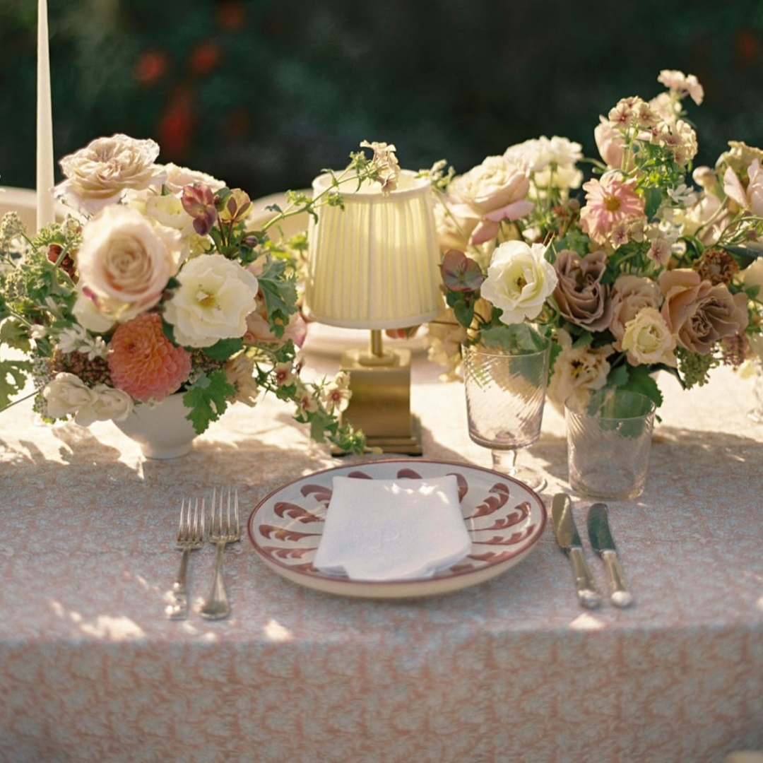 Rent: Pink Rosebud Tablecloth