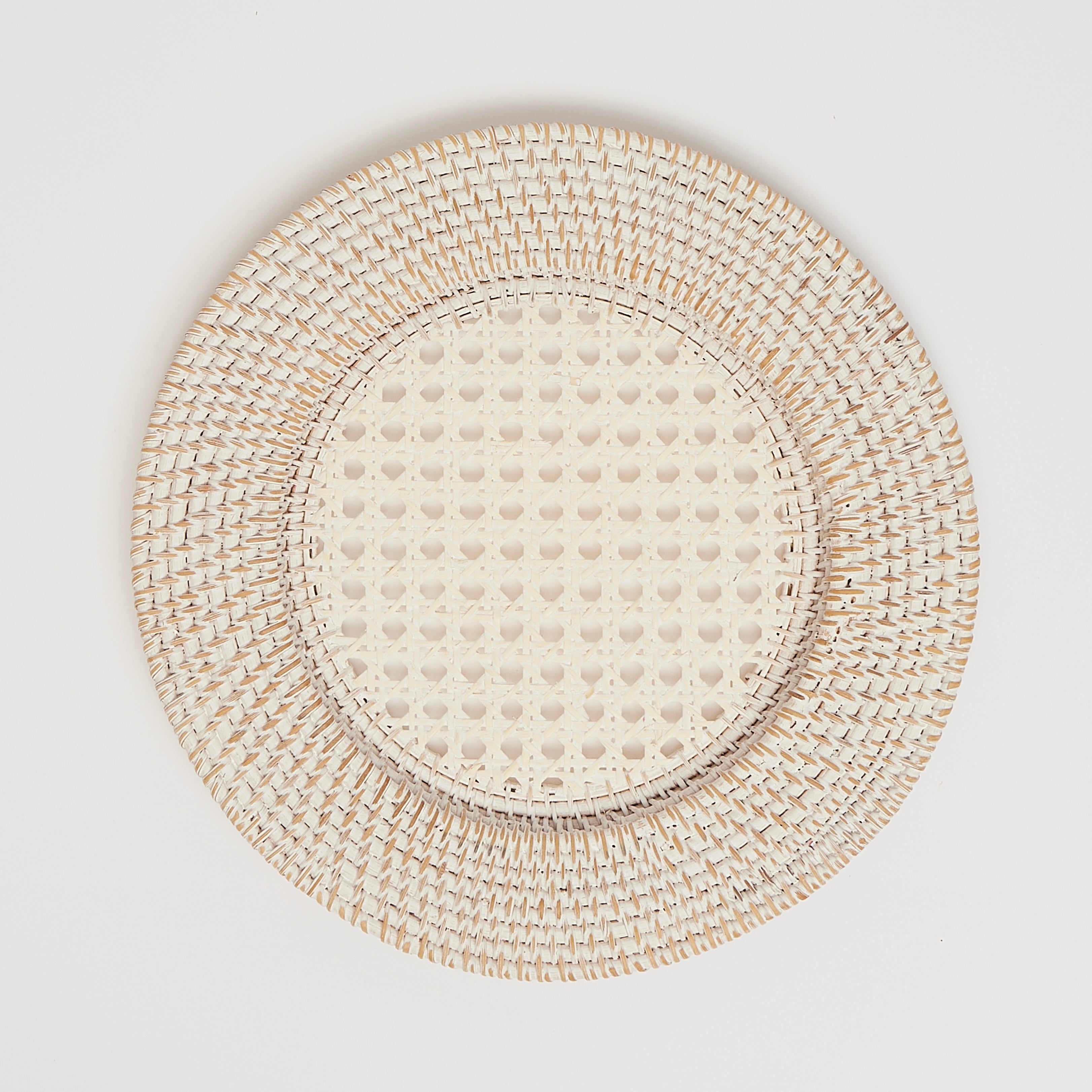 White Rattan Charger Plates