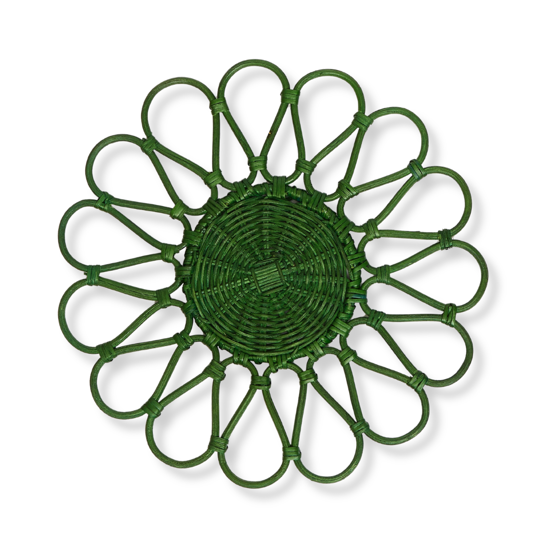 Wholesale: Green Flower Wicker Placemat