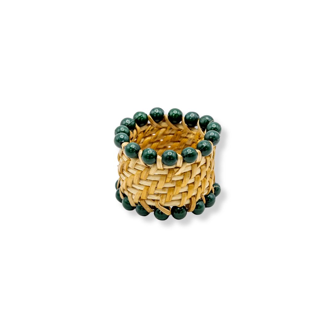 Rent: Green Beaded Napkin Holder