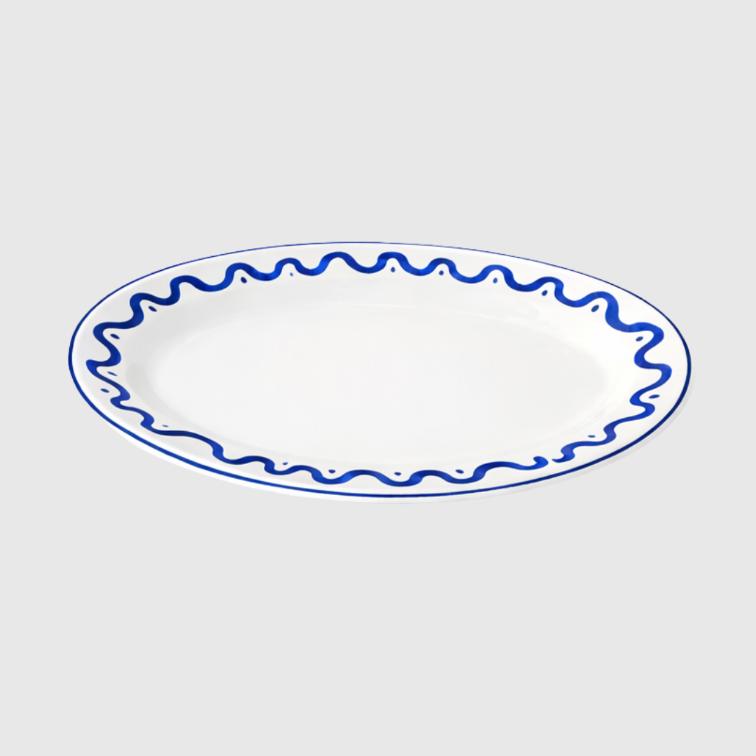 Wave Blue Platter - 49.5cm
