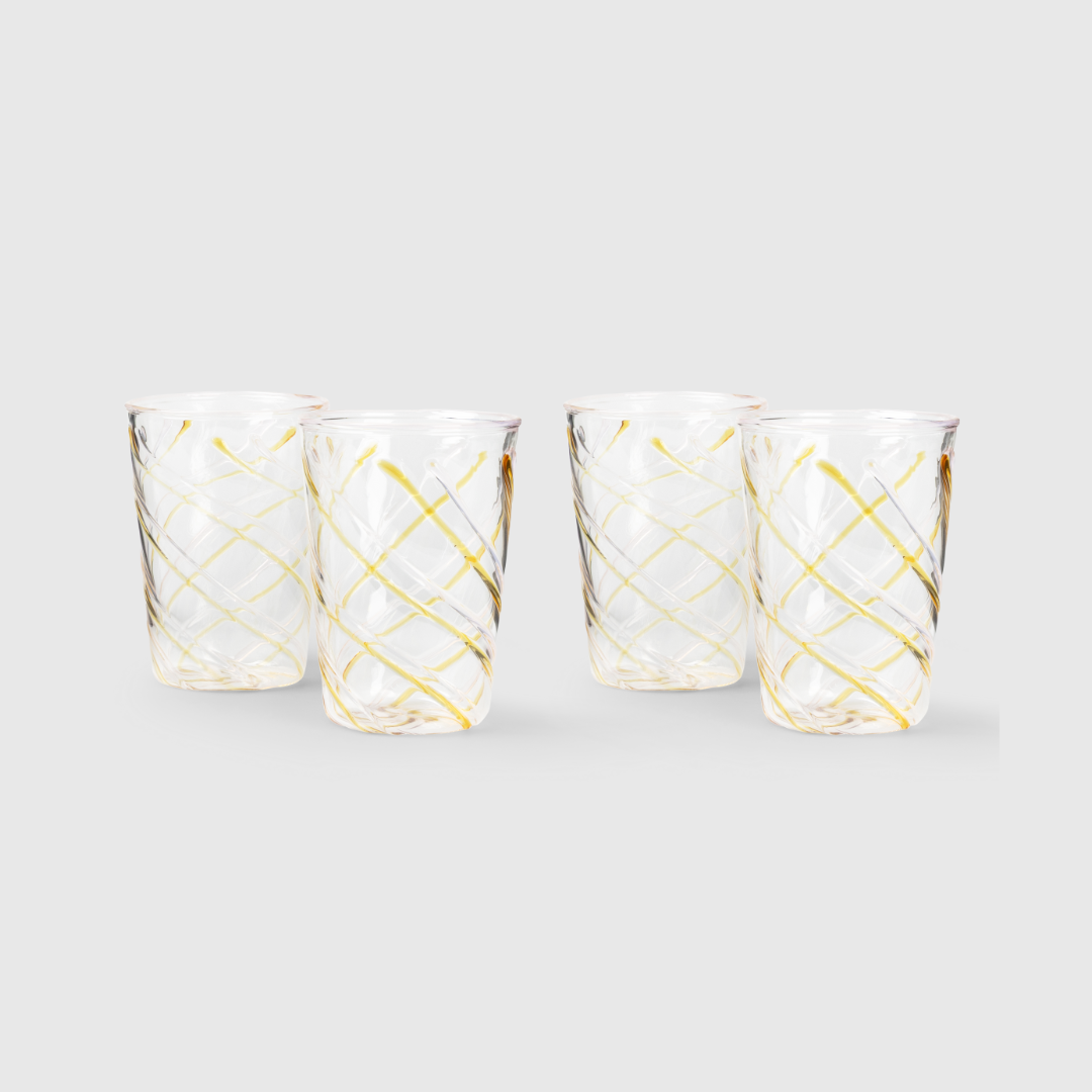 Pink & Amber Swirl Glasses (Set of 4)