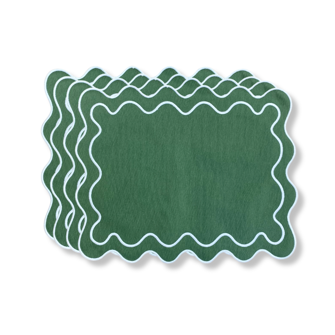 Wholesale: Embroidered Meadow Green Placemats