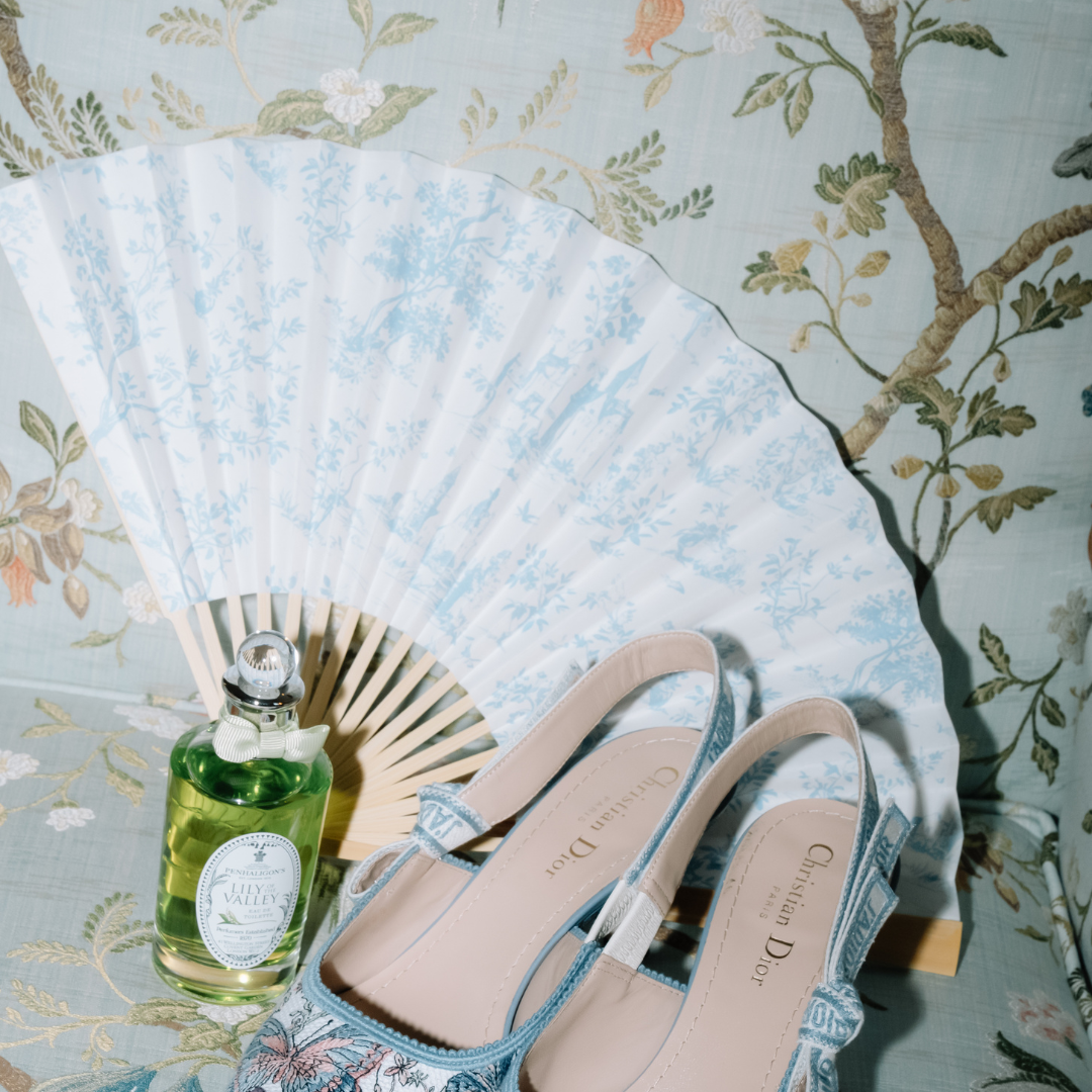 Sale: Blue Toile Paper Fans (Pack of 10)