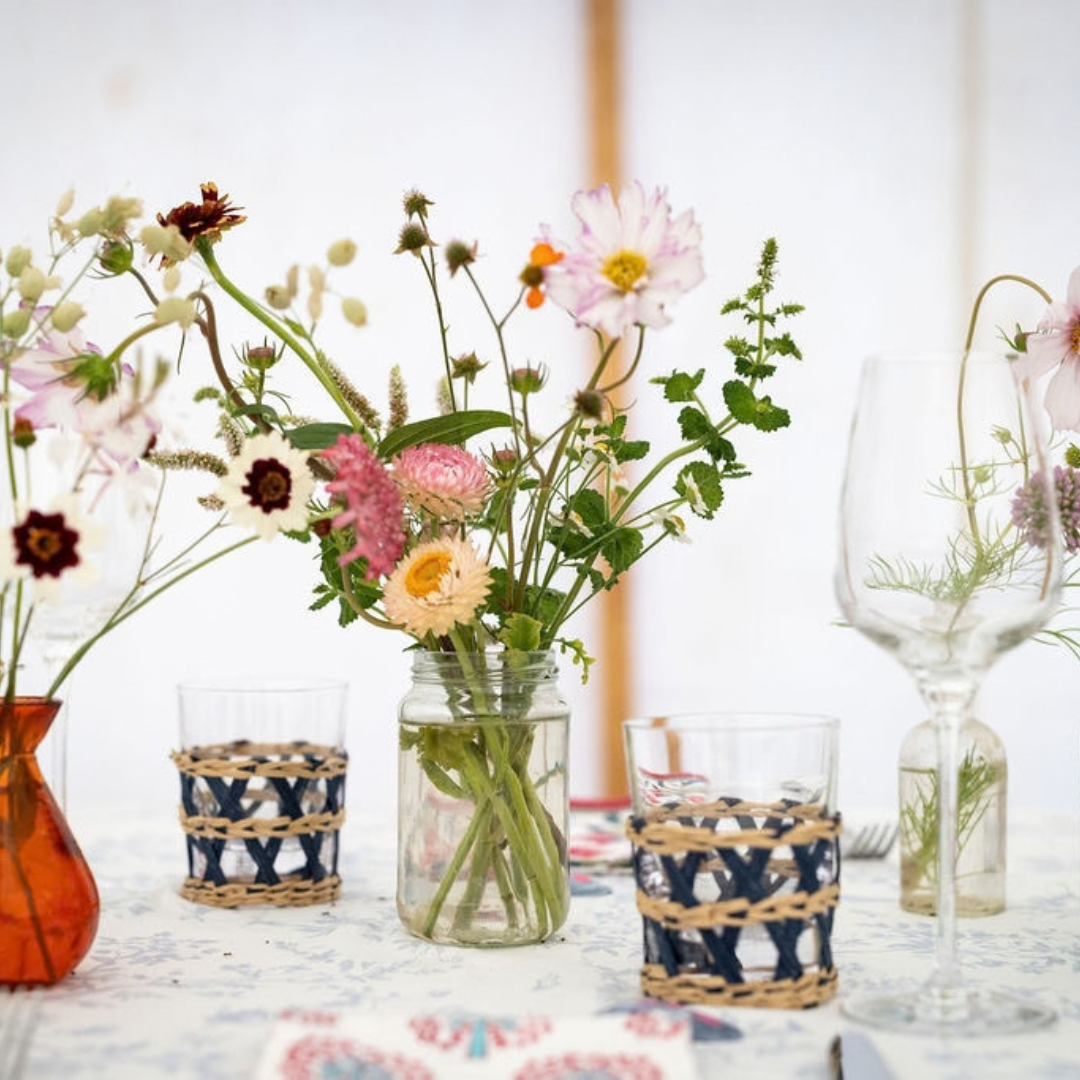 Rent: Navy Wicker Tumbler (9.5cm)