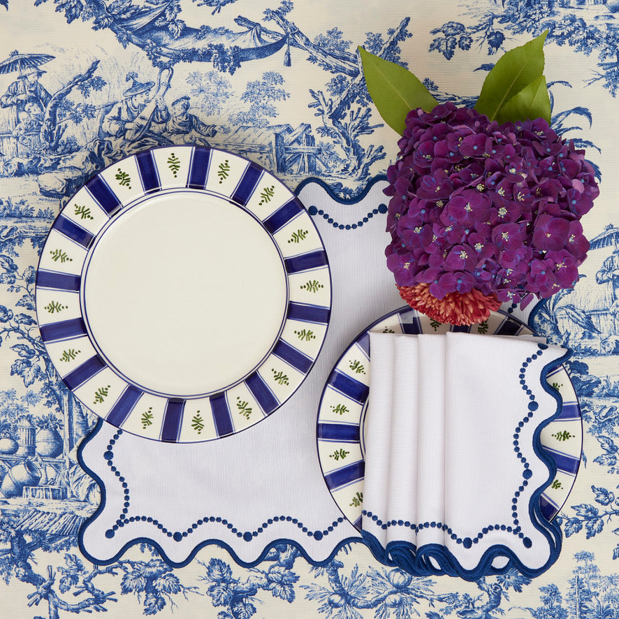 Rent: Marni Scalloped Blue Embroidered Napkin (40x40cm)