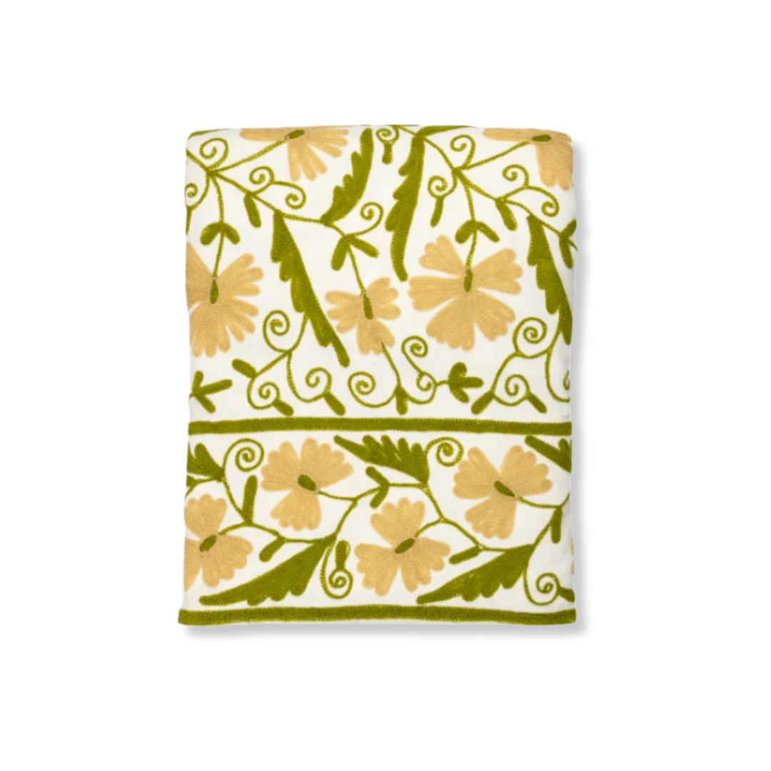 Wholesale: Olive Suzani Embroidered Tablecloth - 180x300cm