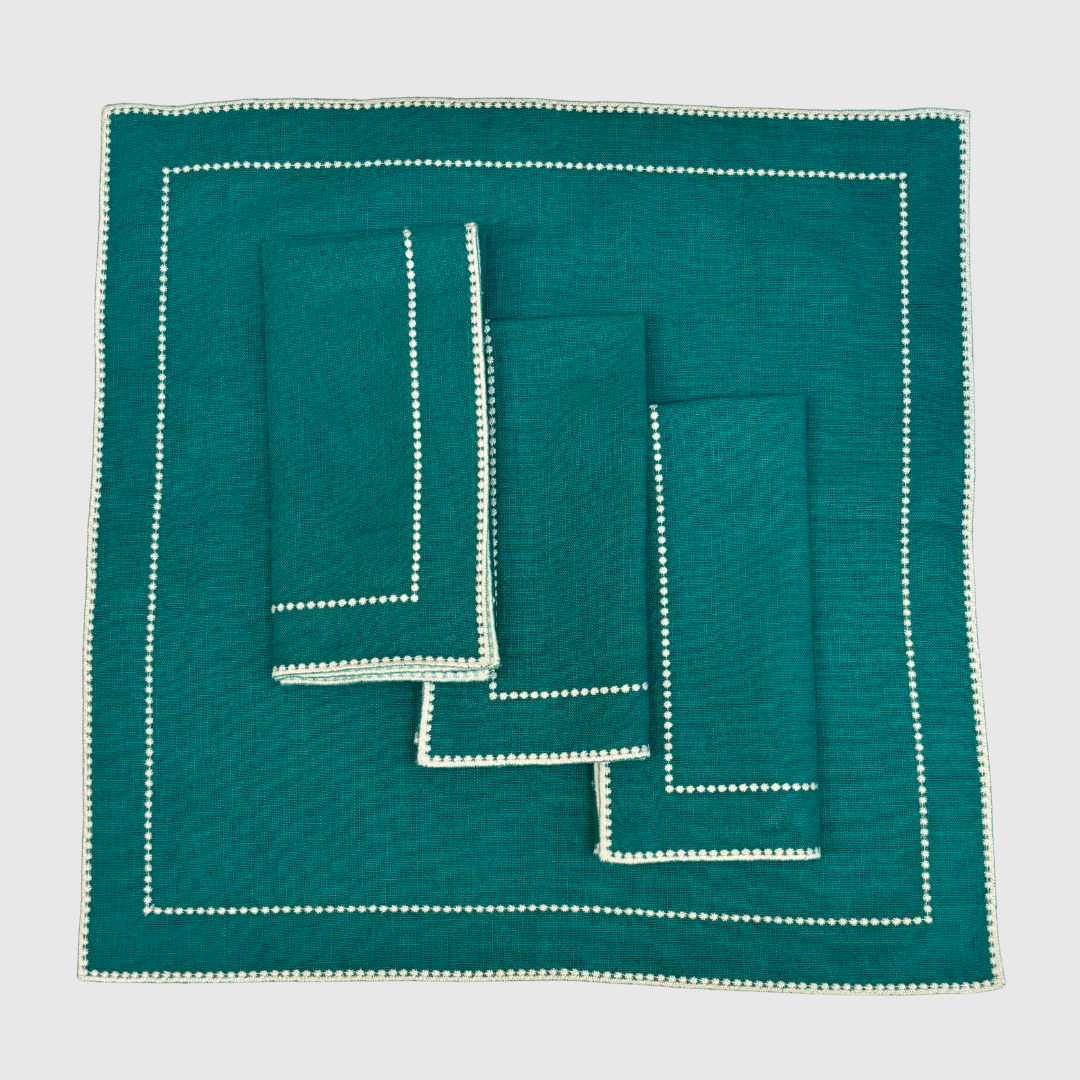 Abigail Teal Napkins (set of 12) - Preloved