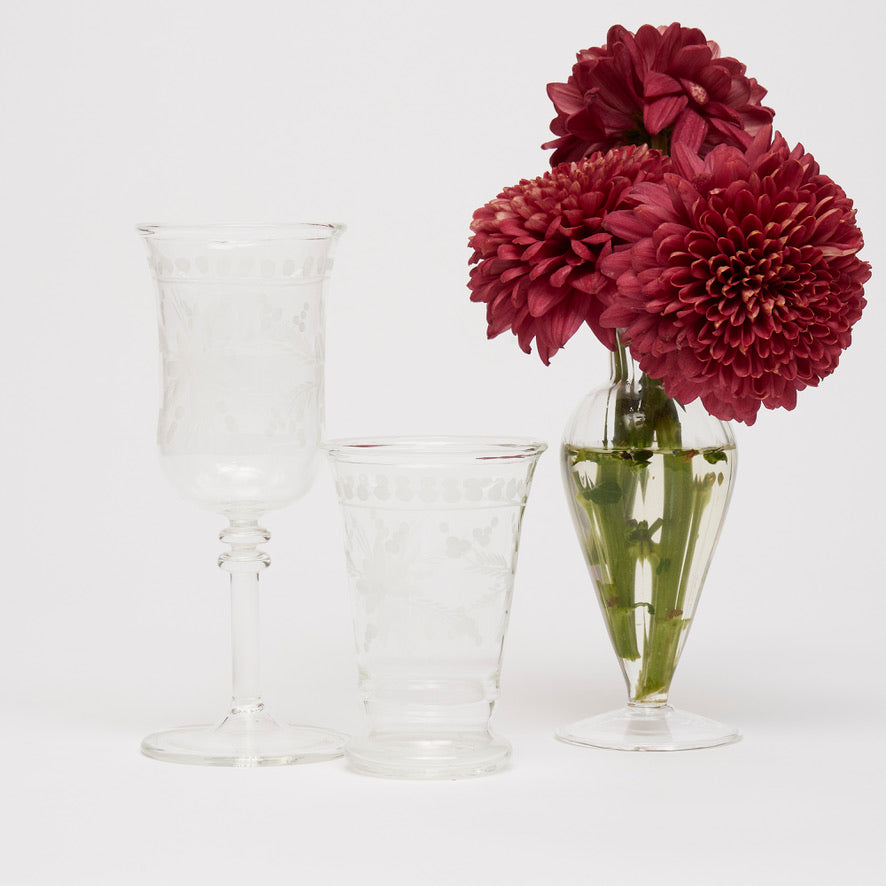 Hand Cut Flower Water Glasses (set of 4)