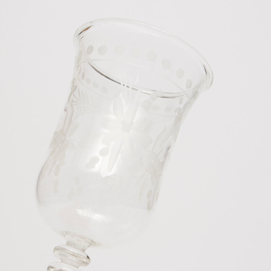 Hand Cut Flower Water Glasses (set of 4)