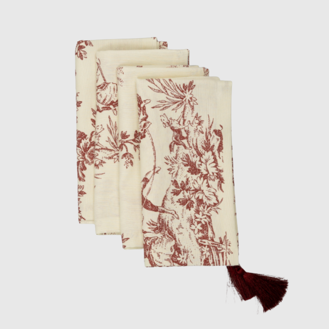 Burgundy Toile Napkins