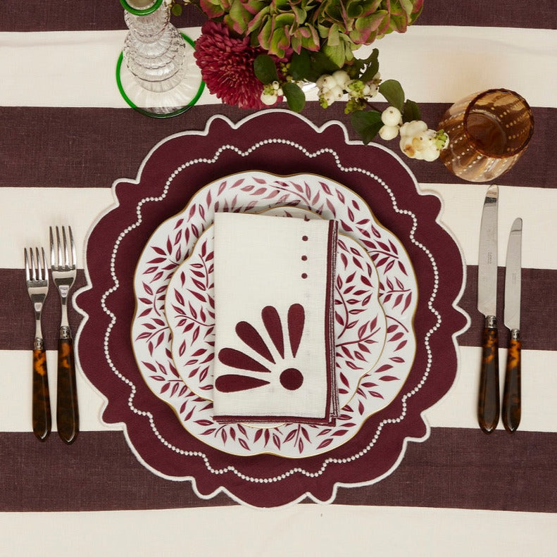 Burgundy Red & Gold Leaves Dinner Plates (set of 4) - 28cm