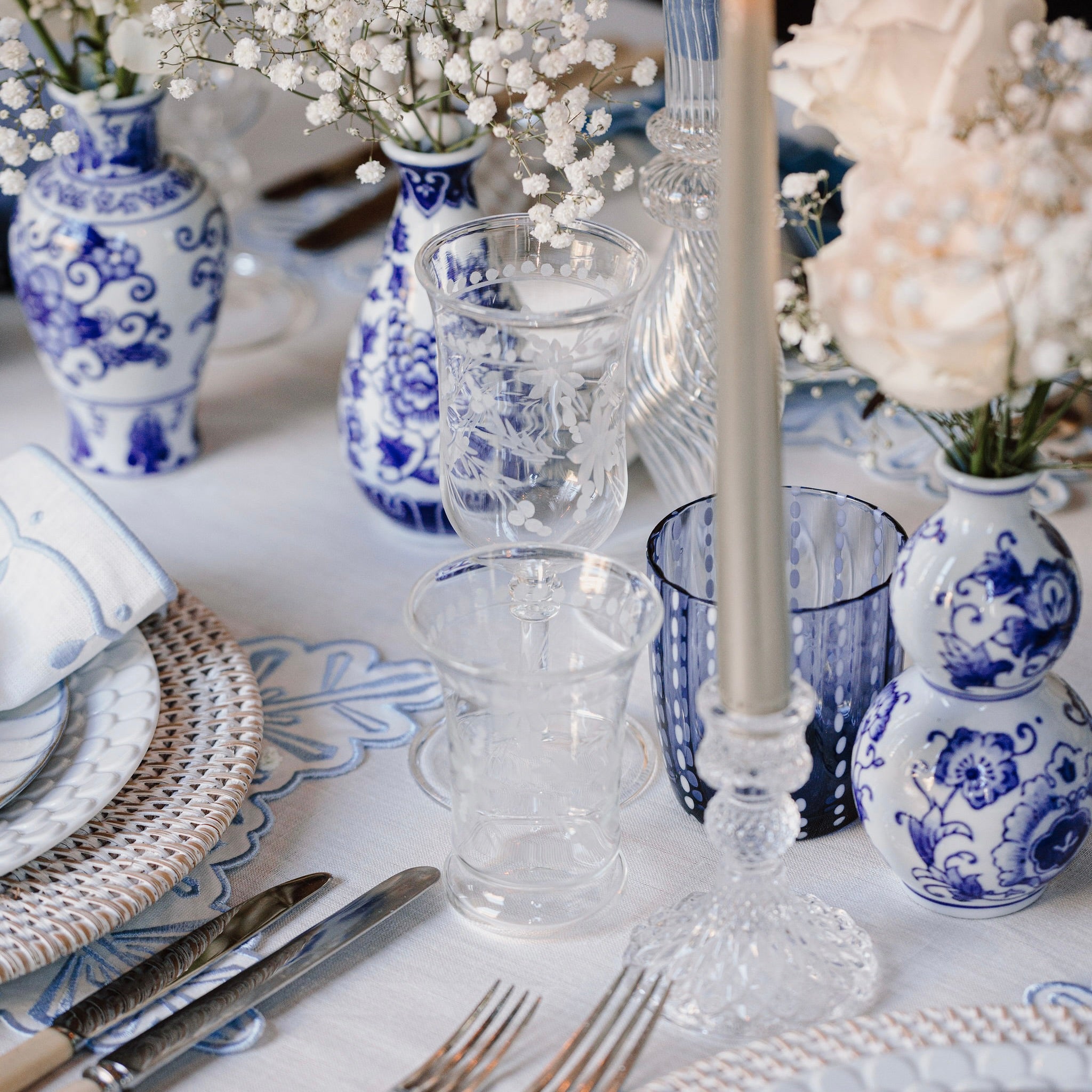 Hand Cut Flower Water Glasses (set of 4)