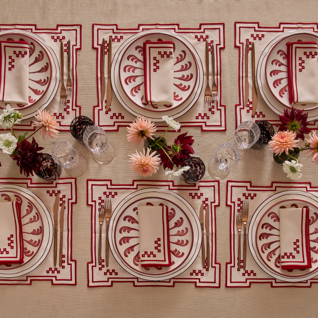 Embroidered Garnet Napkins