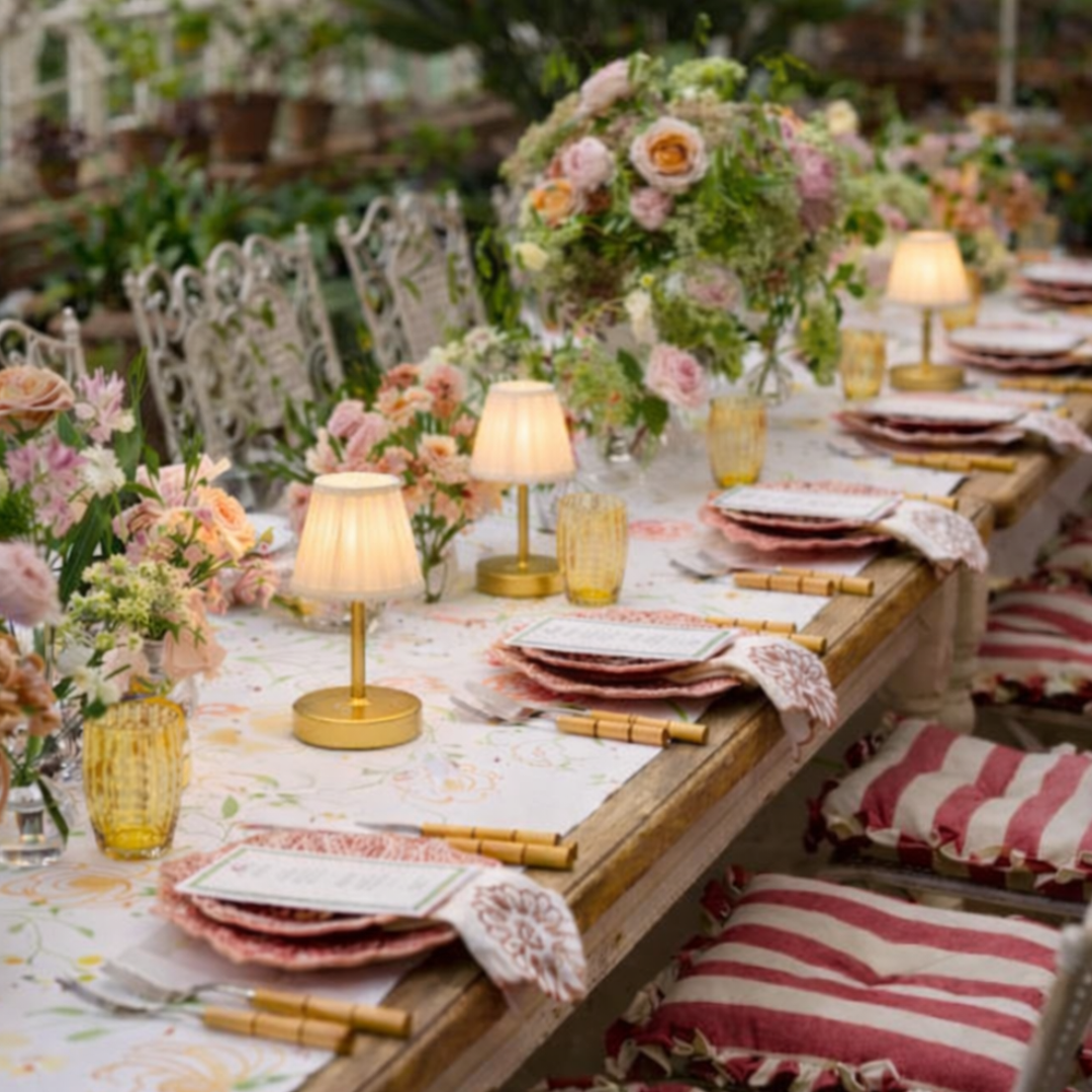 Rent: Gold Table Lamp & Fabric Lampshade