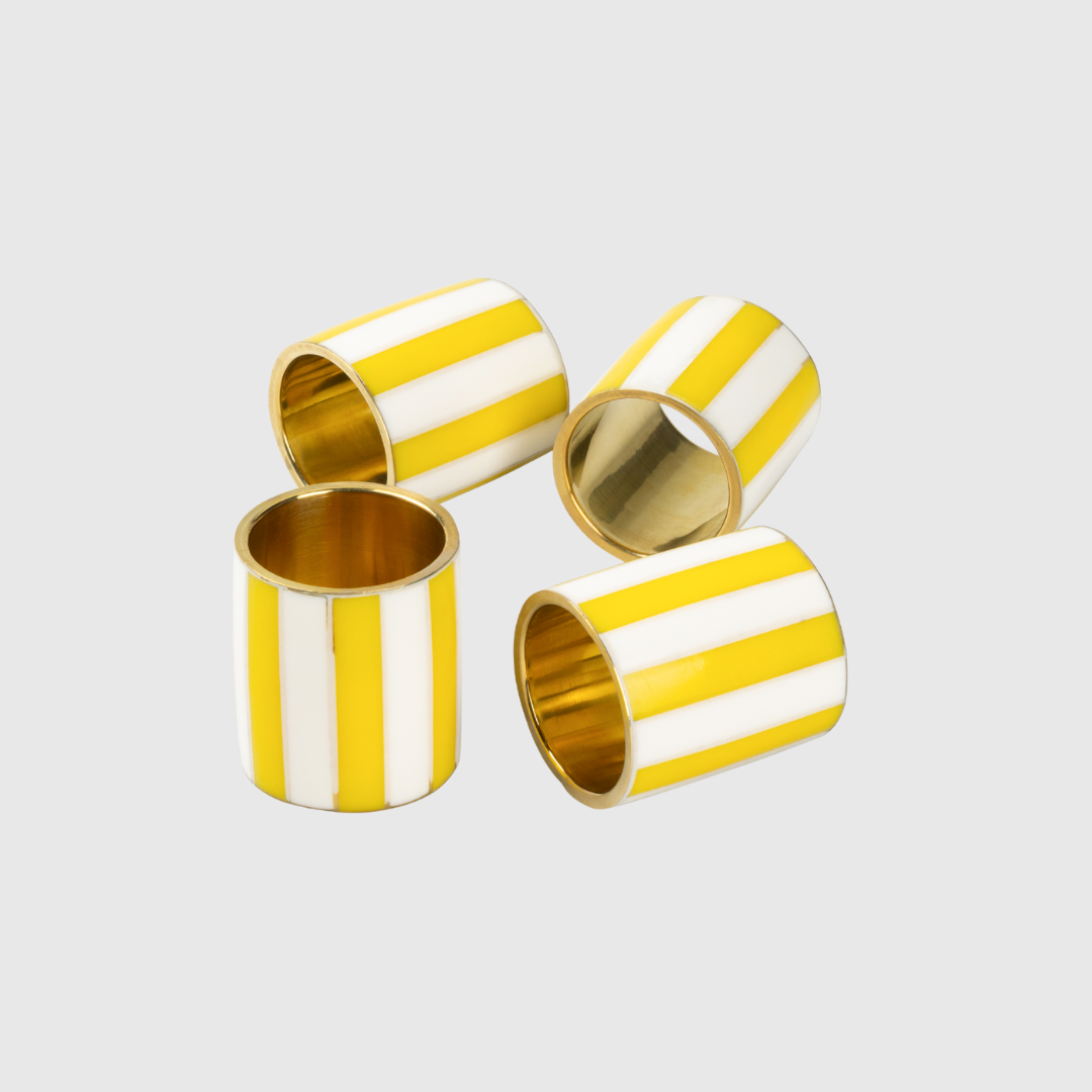 Yellow Stripe Napkin Rings (Set of 4)