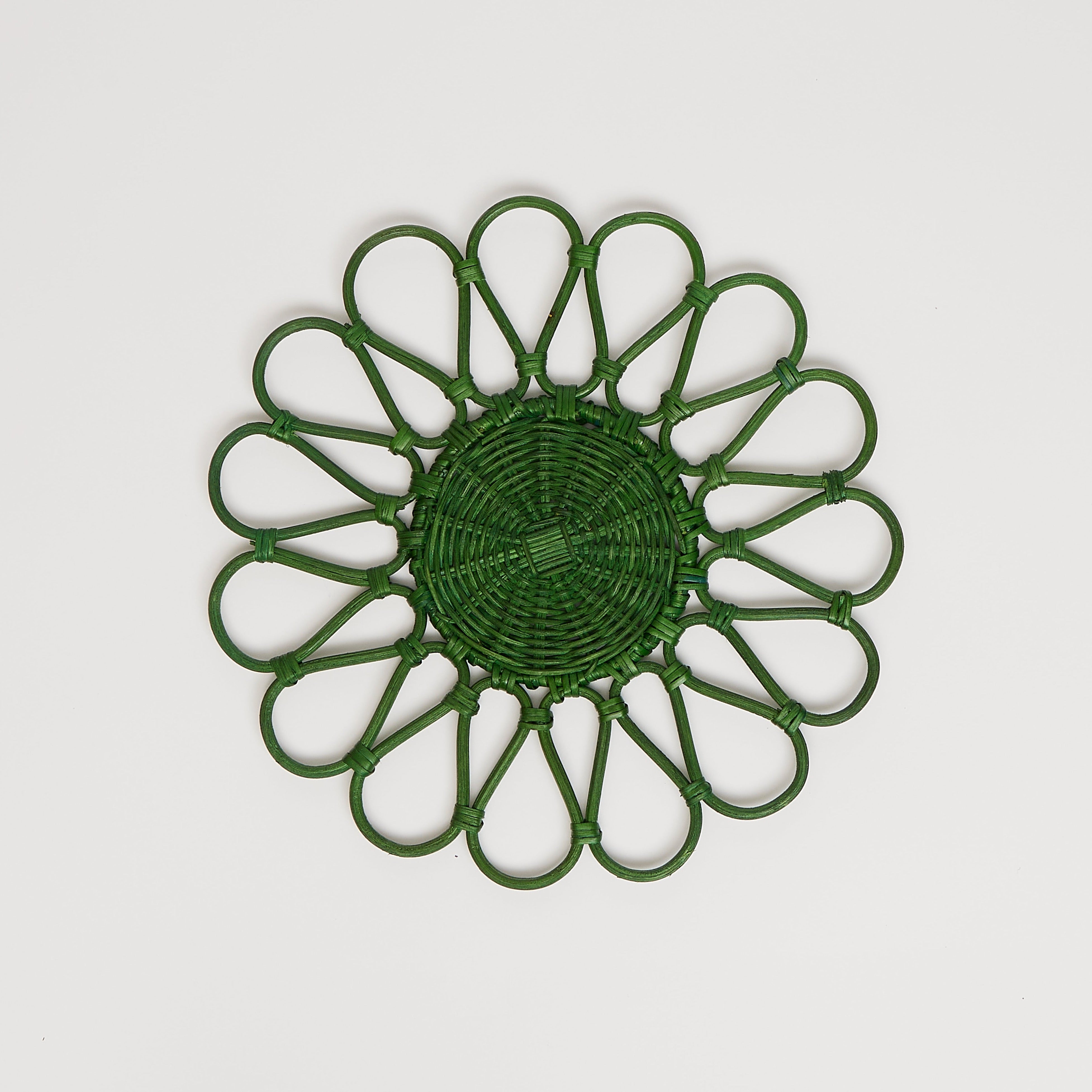 Rent: Green Flower Wicker Placemat