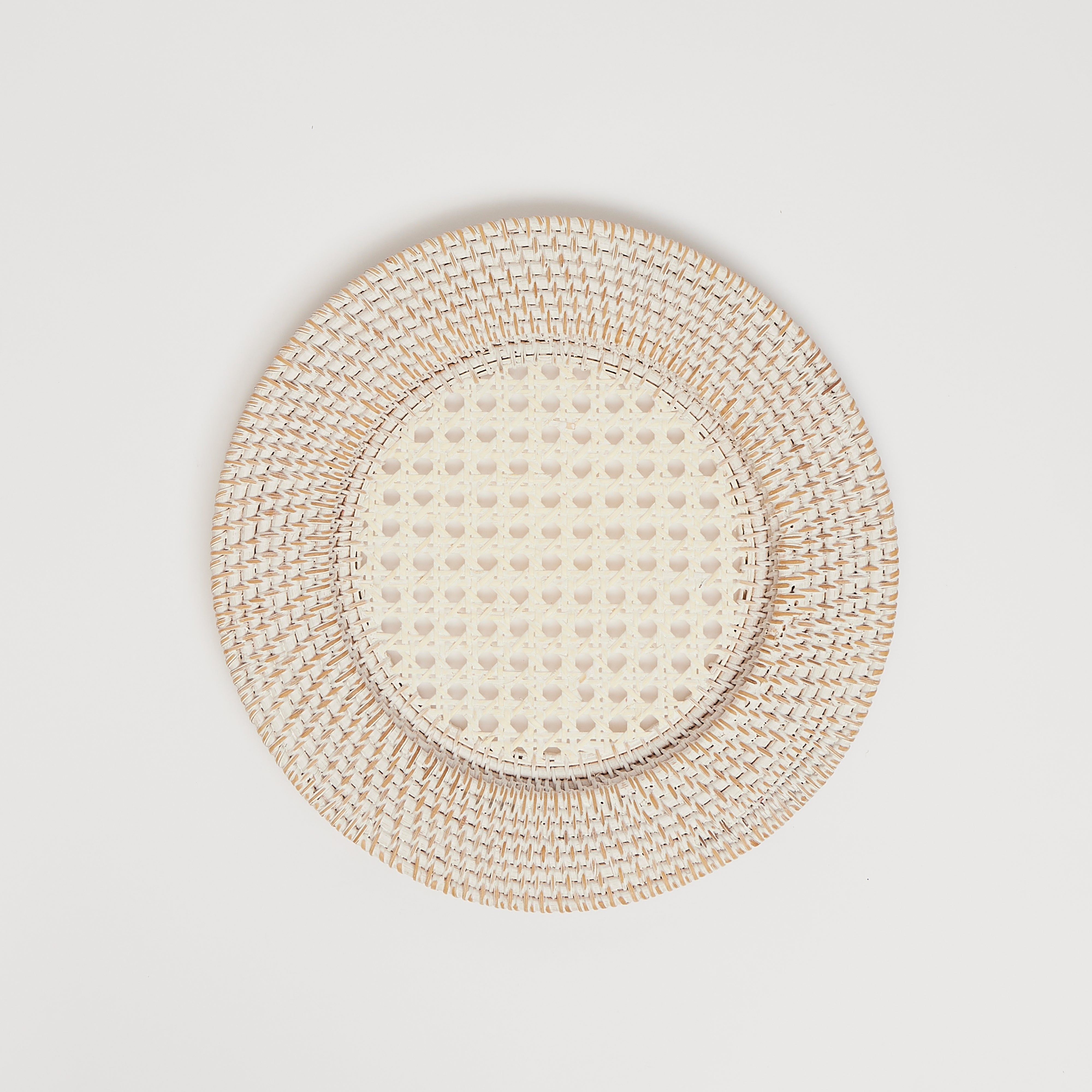 Rent: White Rattan Charger