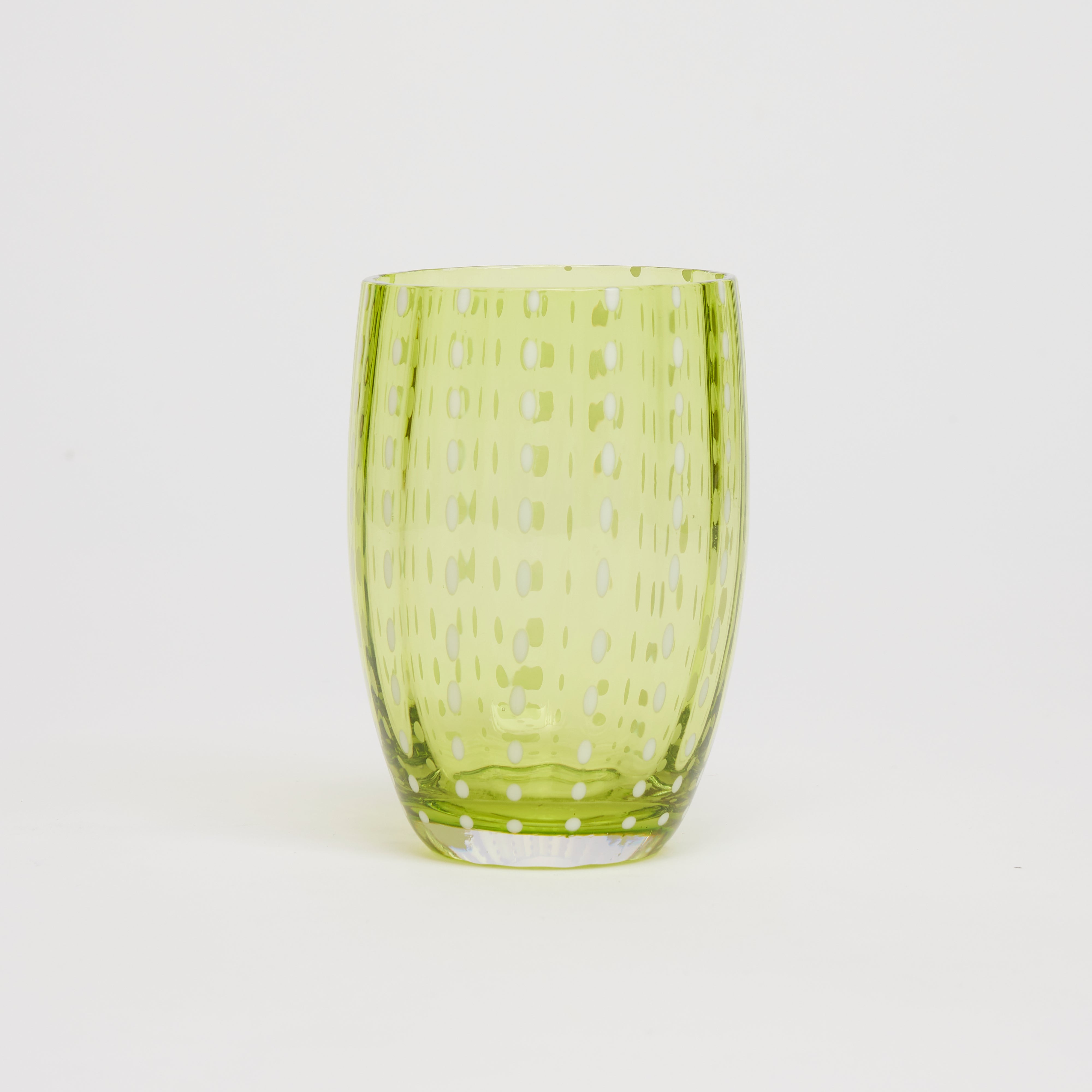 Rent: Apple Green Speckled Water Glass