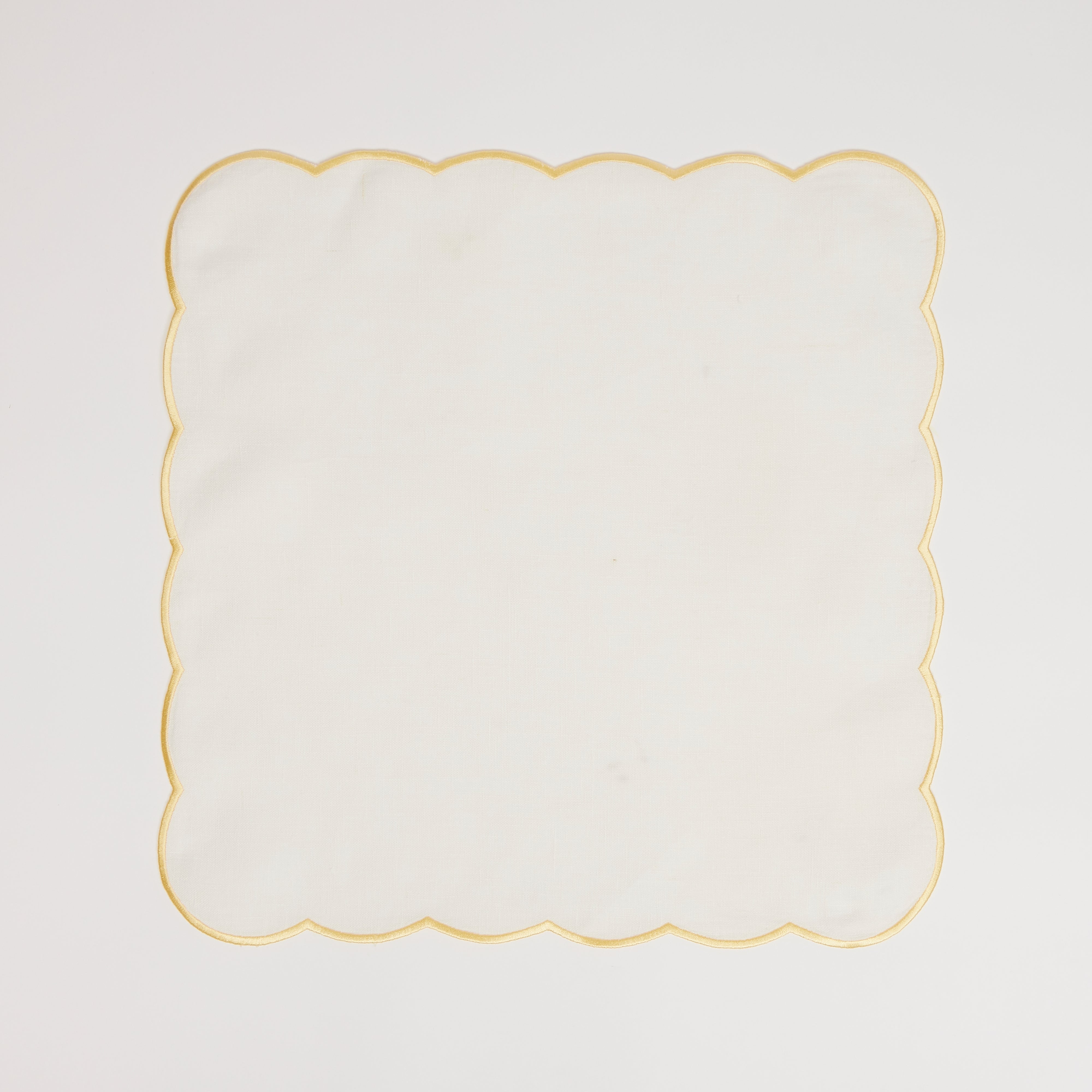 Rent: Yellow Embroidered Scalloped Napkins