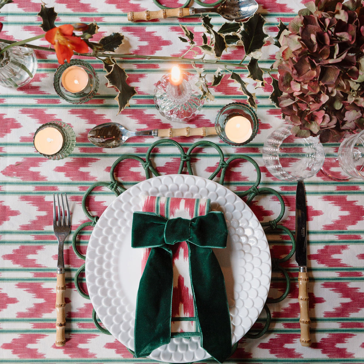Archive Sale: Cabana Red Ikat Tablecloth (set of 3) (150cm x 300cm)