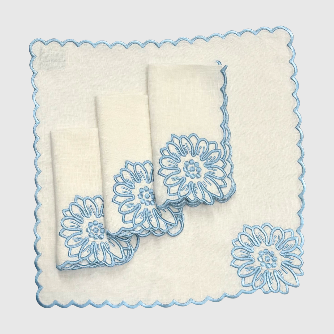 'Ophelia' Blue Napkin (set of 9) - Preloved