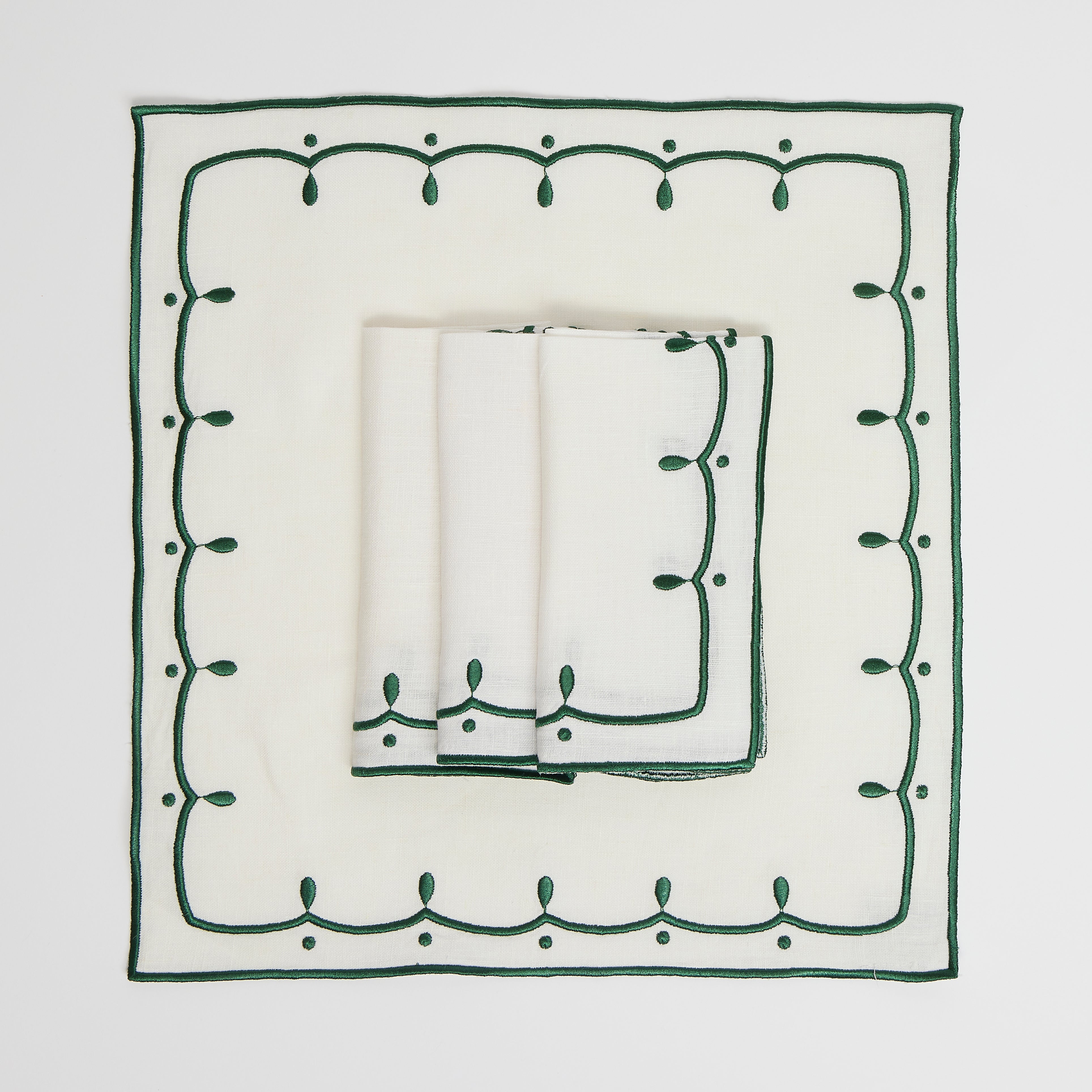 Rent: Poppy White & Forest Green Napkins