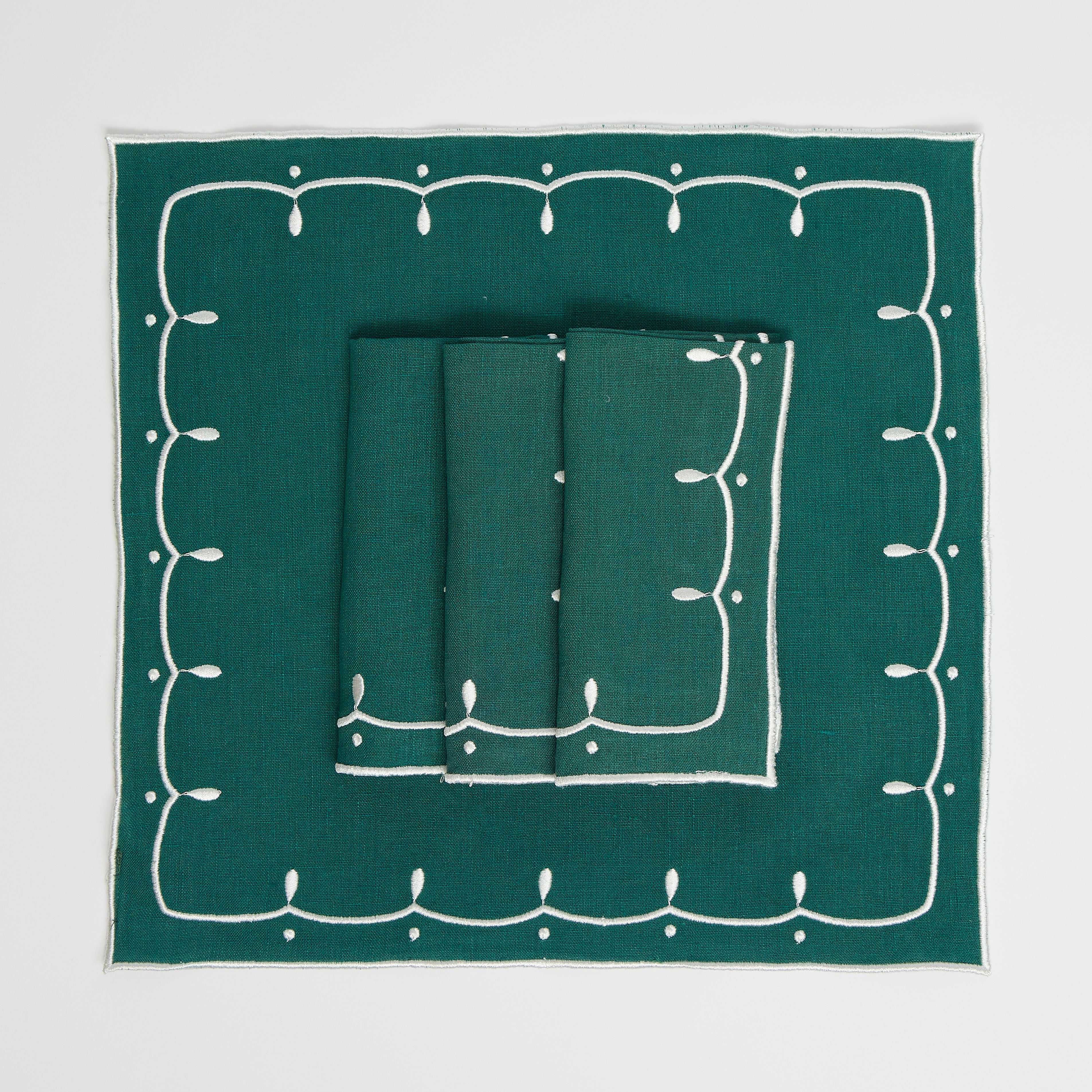Poppy Forest Green Napkins (set of 4) - Preloved