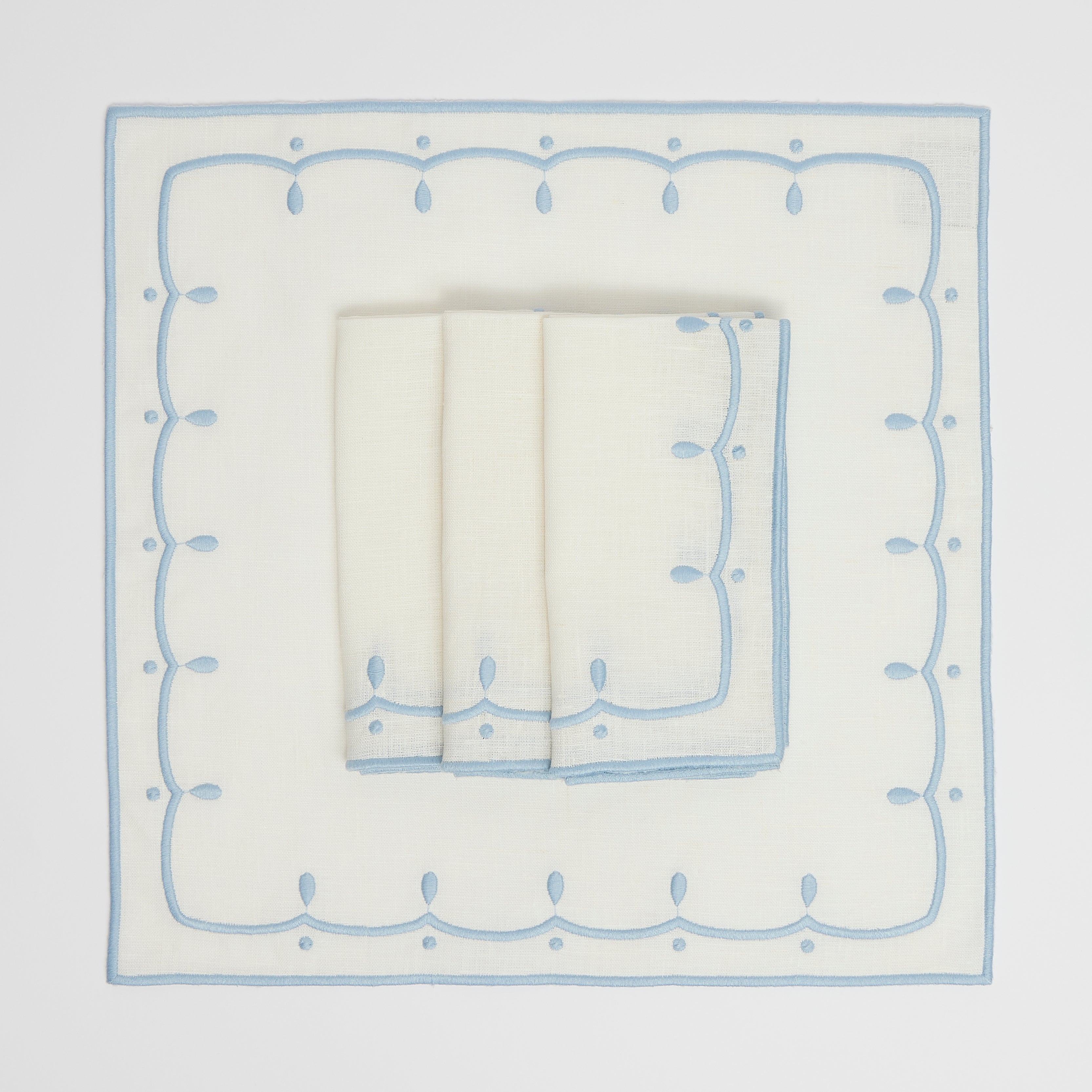 Rent: Peony White & Blue Napkins