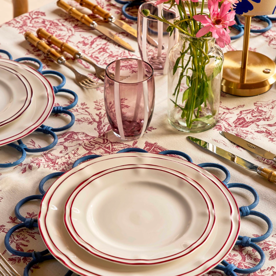 Burgundy Toile Tablecloth - 150x300cm