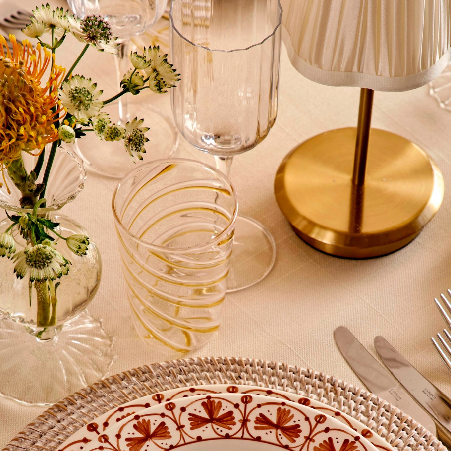 Pink & Amber Swirl Glasses (Set of 4)