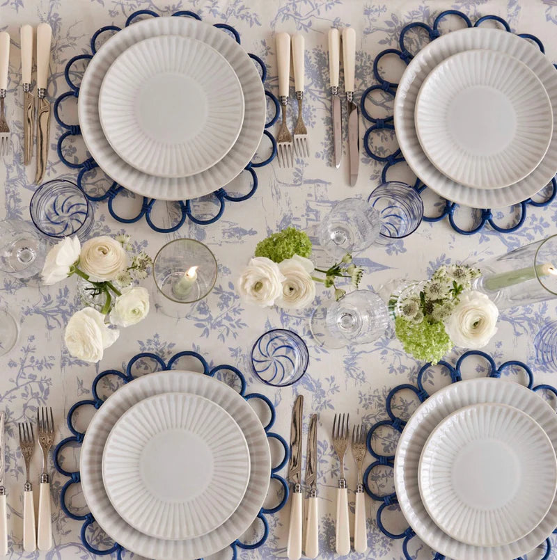 Rent: Pale Blue Toile Tablecloth