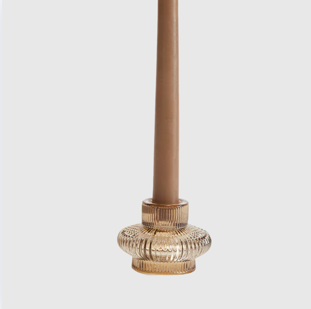 Rent: Beige Glass Candle Holder