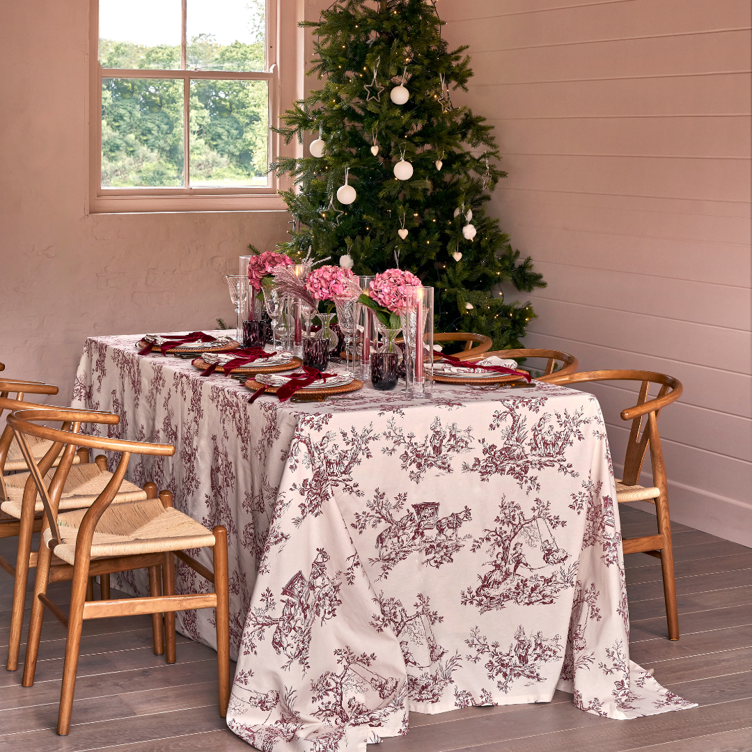 Rent: Burgundy Toile Tablecloth